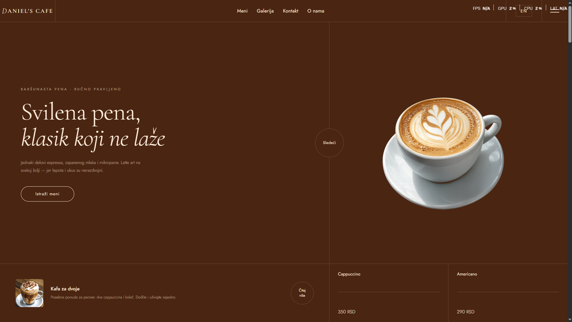 Sajt za Daniel's Cafe (Koncept 2)